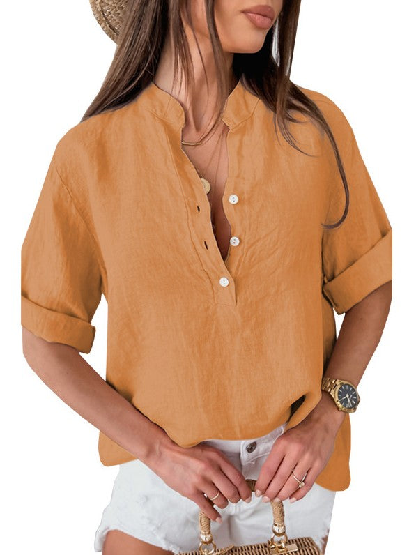 Pullover 5/4 Sleeve Shirt Ladies Mid Sleeve Shirt