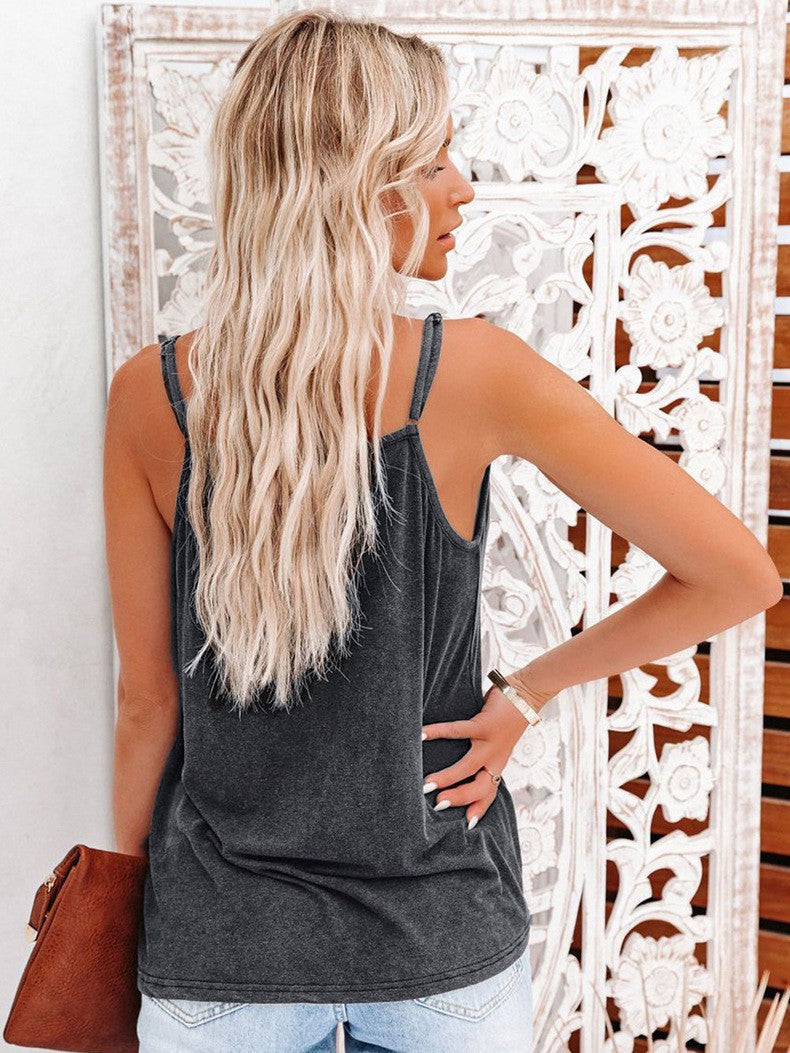 Solid Color Loose Casual Sleeveless Top