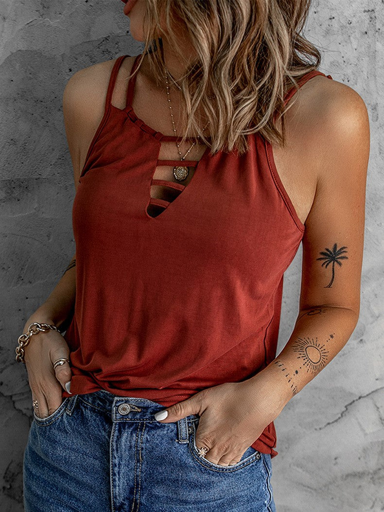 V-neck Loose Casual Sleeveless Bottoming Shirt