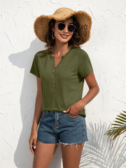 Bohemian Resort Print Shirt Top Solid Button Knit Top