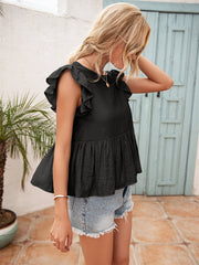 Lace Open Back Crew Neck Short Sleeve Top