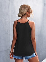 Color Loose Halter Button Top Casual Sports Tank Top