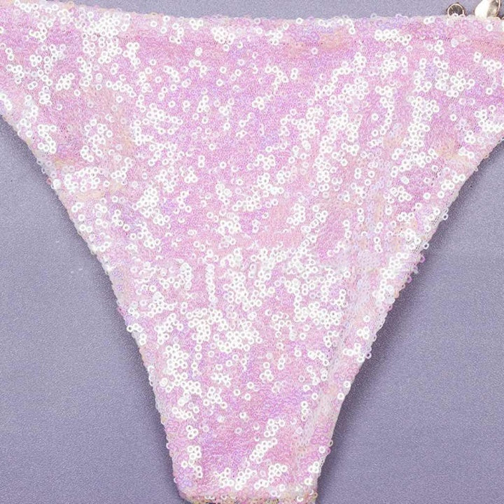 Bikini mit Pailletten und Diamanten - Rosa