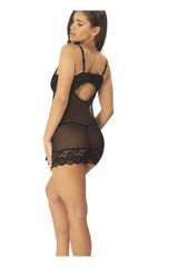 Conjunto de camisón con copa de encaje y tanga