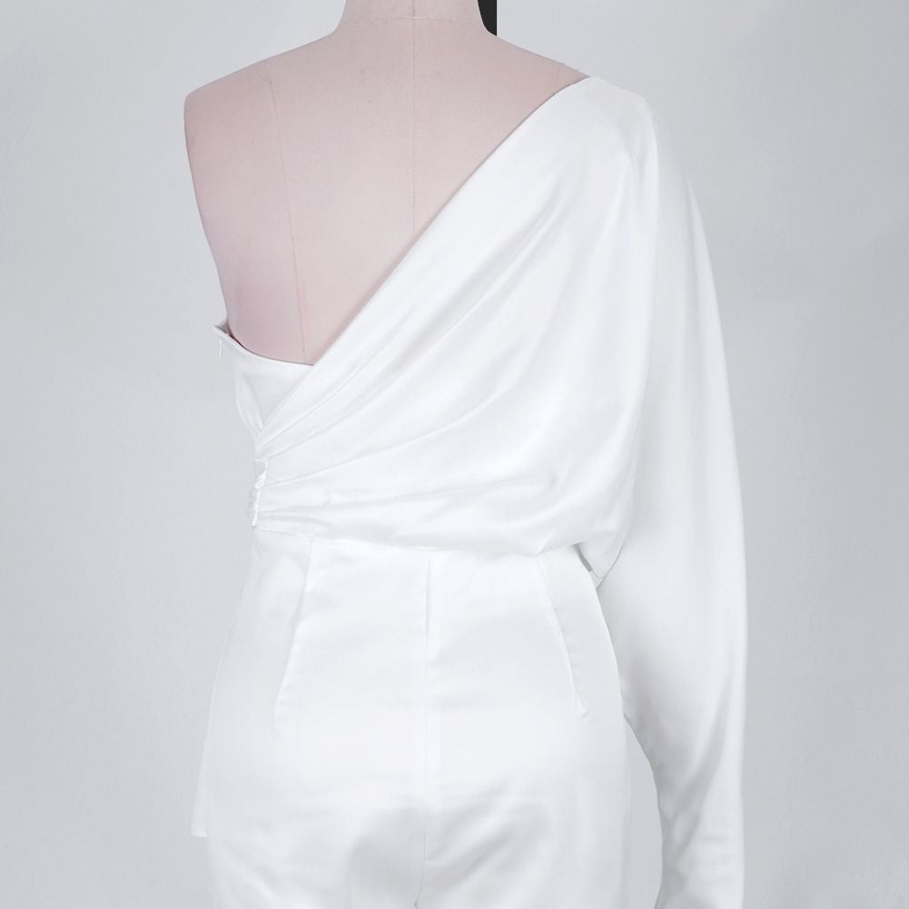 One Shoulder Long Sleeve Asymmetrical Bodycon Jumpsuit