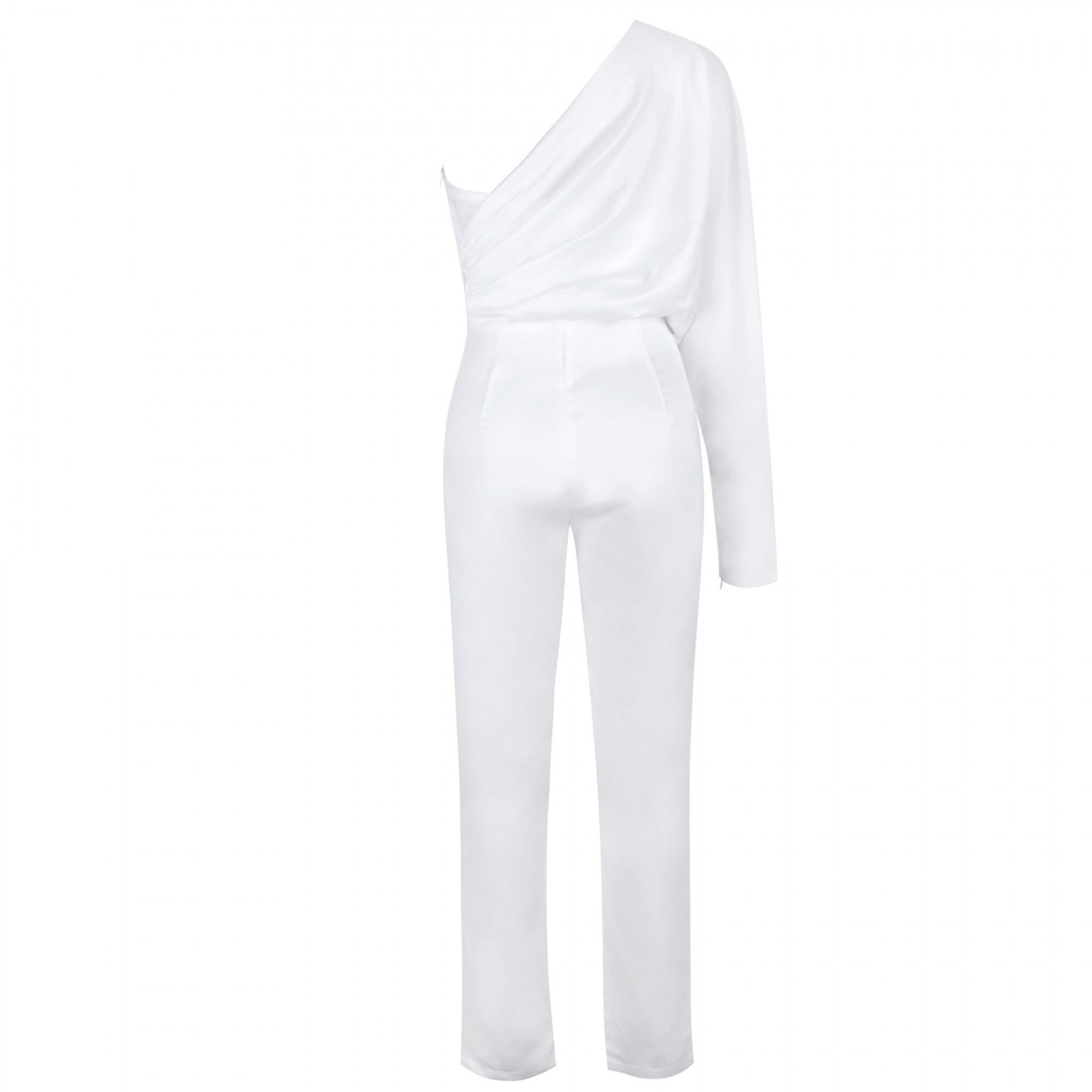 One Shoulder Long Sleeve Asymmetrical Bodycon Jumpsuit