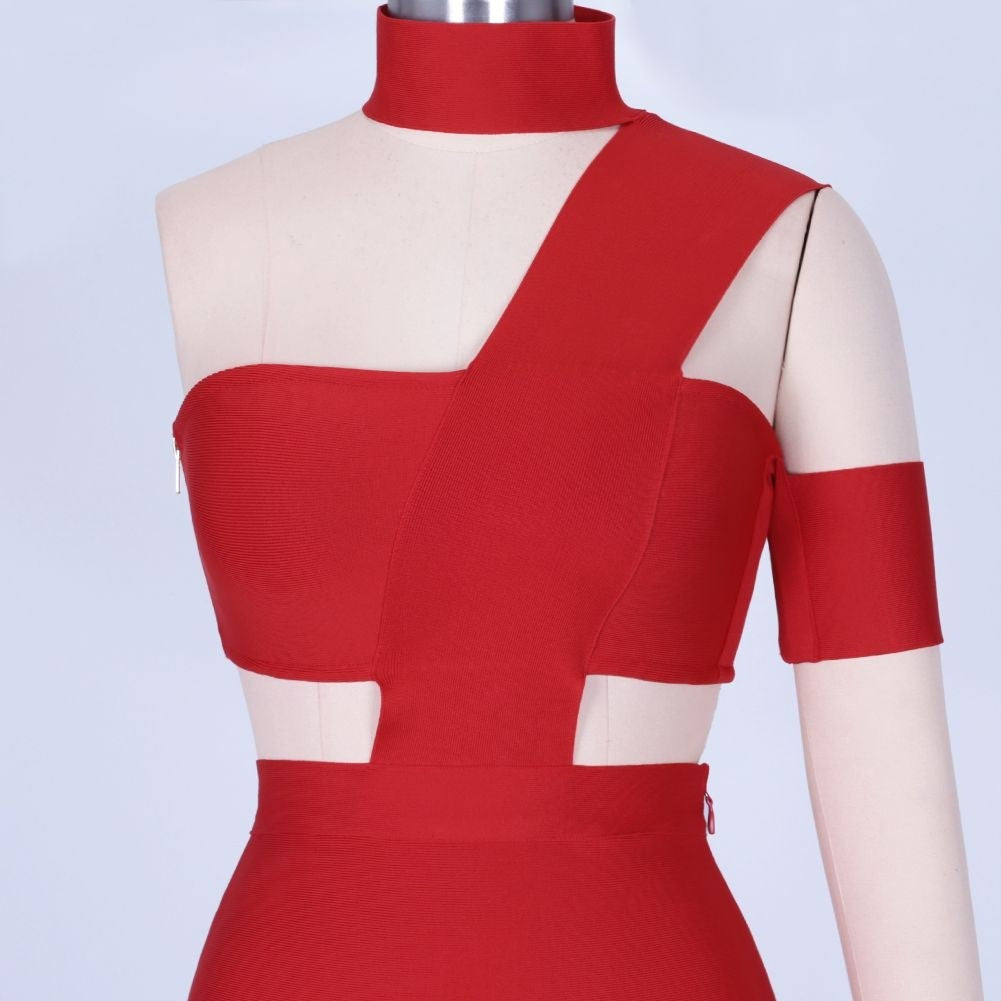 Halter Sleeveless Cut out Midi Bandage Dress SP015