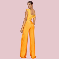 Bandage-Jumpsuit mit Riemchendesign und kurzen Ärmeln und Aussparungen