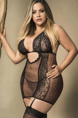 Plus Size Leopard Babydoll with G-String