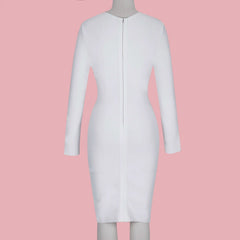 Round Neck Long Sleeve Striped Mini Bandage Dress PPHK060