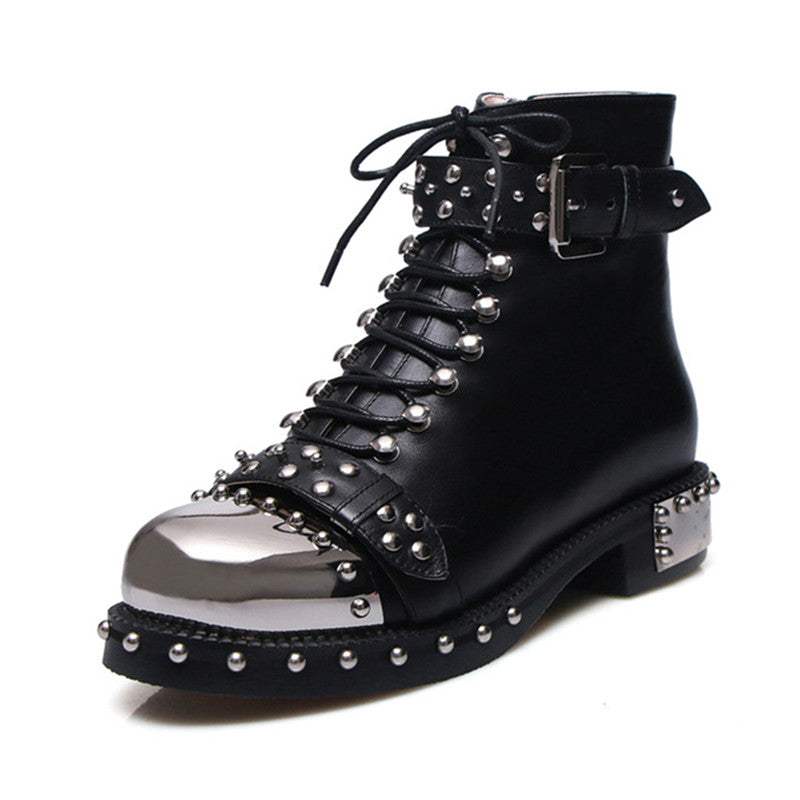 Nia Rivet Studded Combat Boots