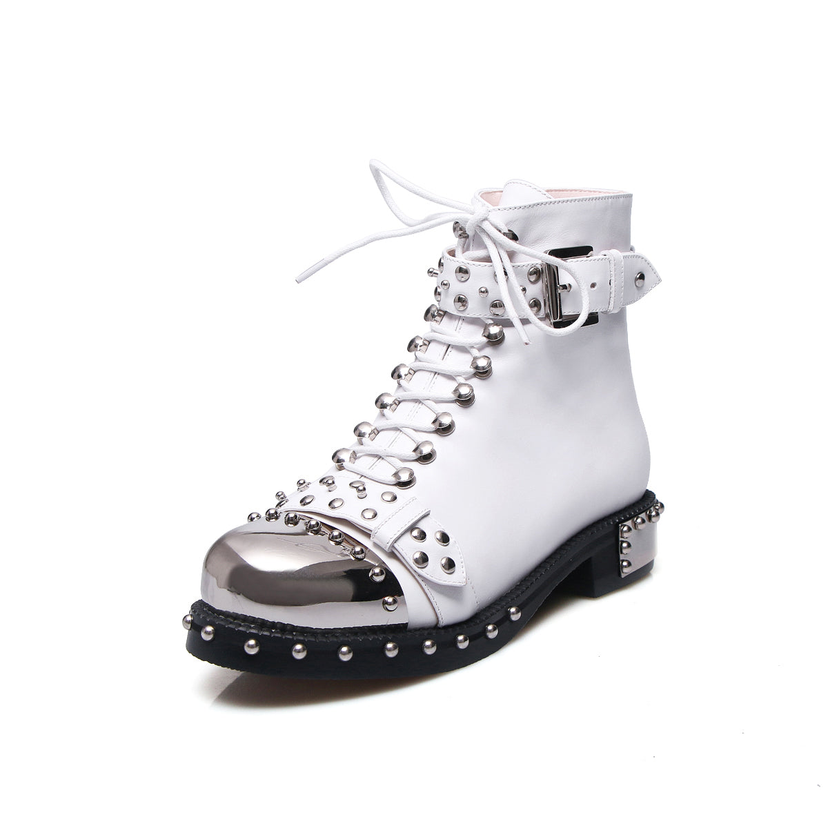 Nia Rivet Studded Combat Boots