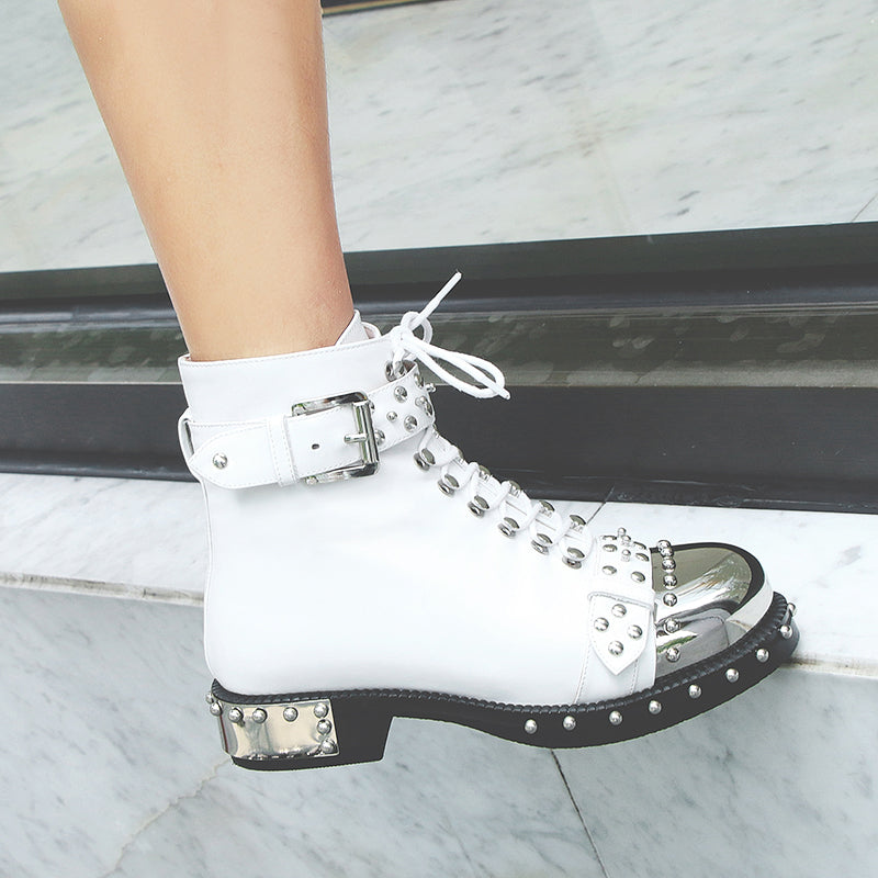 Nia Rivet Studded Combat Boots