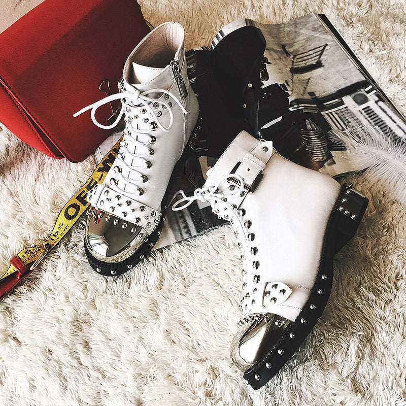 Nia Rivet Studded Combat Boots