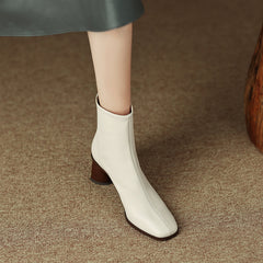 Naya White Square Toe Boots