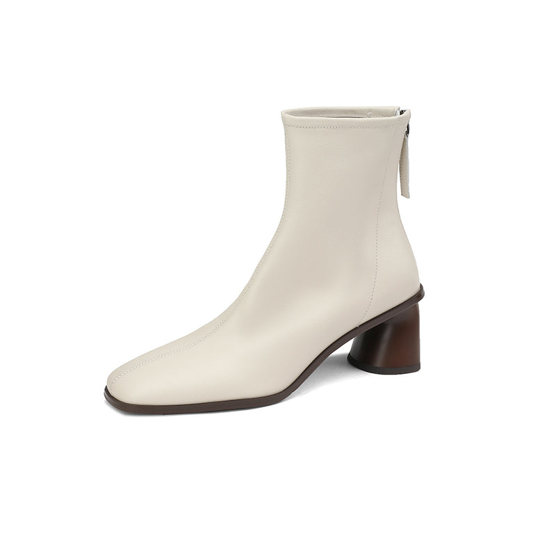 Naya White Square Toe Boots