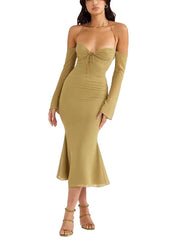 French Retro Sexy Breast Wrapped Ruffle Dress