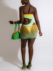 Large Swimsuit Two Piece With Mesh Skirt
