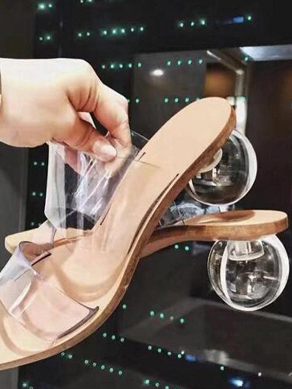 Sandalias de moda para mujer con bola de PVC transparente y cristal 