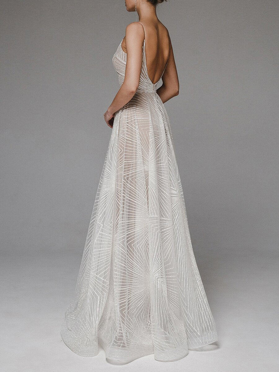 Elegant Sexy Sling Embroidered Evening Dress
