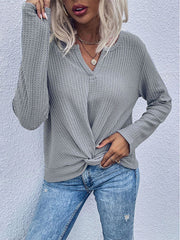 Waffle Knot Long Sleeve Pullover Sweater