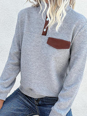 Vintage Patchwork Stand Collar Pullover Sweatshirt