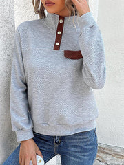 Vintage Patchwork Stand Collar Pullover Sweatshirt