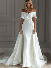 Temperament One-Neck White Trailing Wedding Evening Dress
