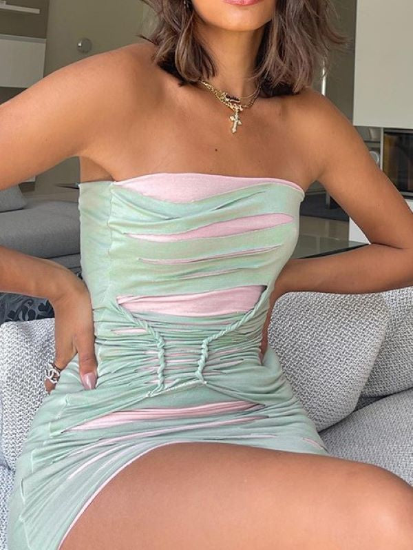 Backless Cut-out Strapless Dress