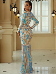 Temperament Slim Sequins Small Trailing Evening Dress