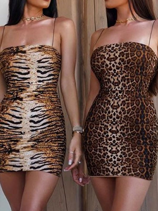 Leopard Suspender Short Dress