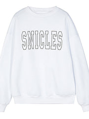 Round Neck Loose Letter Print Pullover Sweatshirt