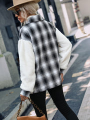 Double-sided Velvet Plaid Stitched Lapel Plush Coat