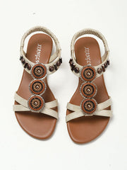 Bohemian Beaded Wedge Roman Sandals