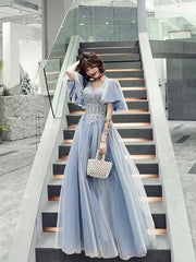 Blue Temperament Slim Evening Dress Bridesmaid Dress