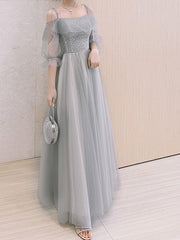 Temperament Gray Fairy Tulle Bridesmaid Dress Evening Dress