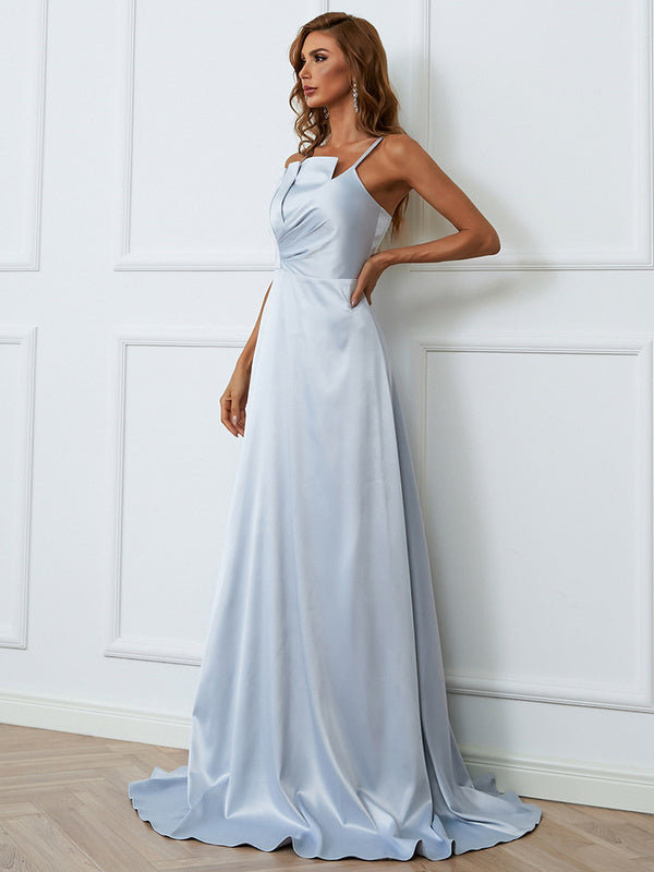 Elegant Wrap Breast Evening Dress