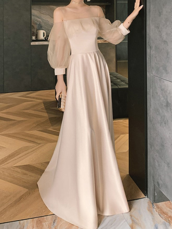 Satin Französisches Abendkleid Brautjungfernkleid 