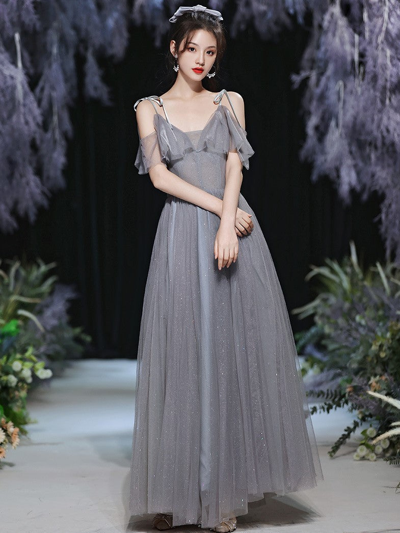 Gray Fairy Temperament Wedding Slim Evening Dress Bridesmaid Dress