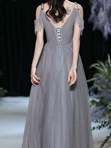 Gray Fairy Temperament Wedding Slim Evening Dress Bridesmaid Dress