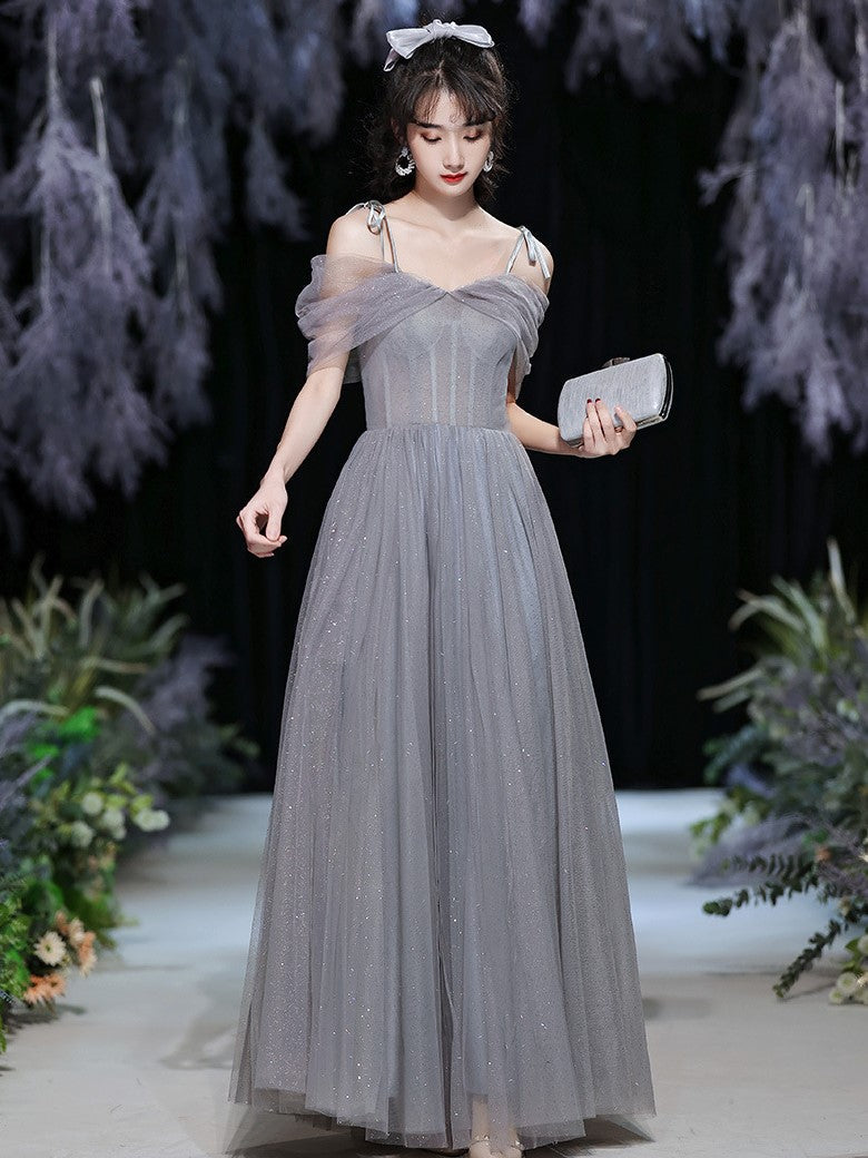 Gray Fairy Temperament Wedding Slim Evening Dress Bridesmaid Dress