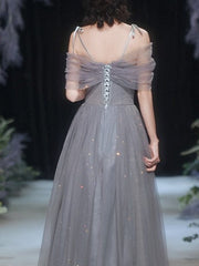 Gray Fairy Temperament Wedding Slim Evening Dress Bridesmaid Dress