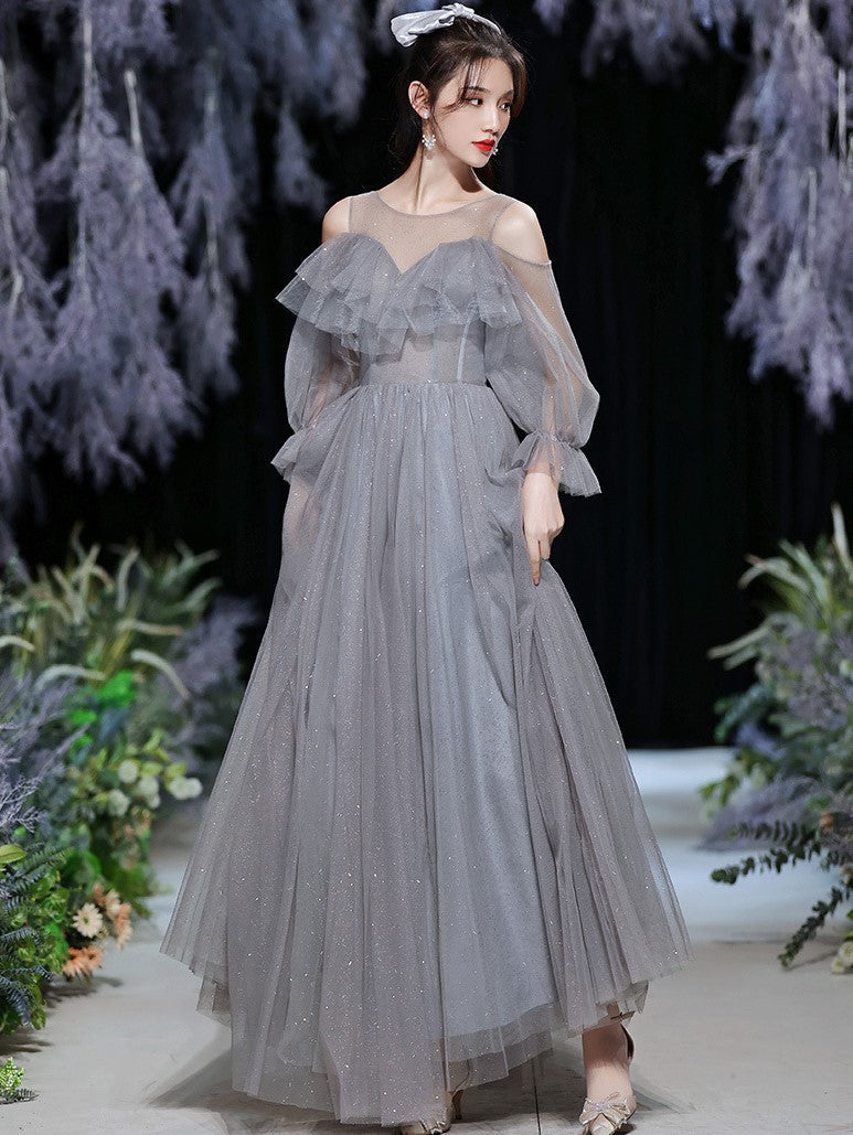 Gray Fairy Temperament Wedding Slim Evening Dress Bridesmaid Dress