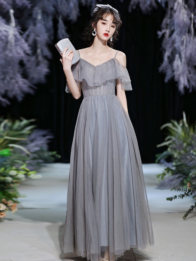 Gray Fairy Temperament Wedding Slim Evening Dress Bridesmaid Dress