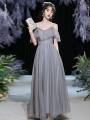 Gray Fairy Temperament Wedding Slim Evening Dress Bridesmaid Dress