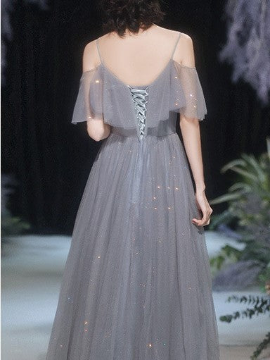 Gray Fairy Temperament Wedding Slim Evening Dress Bridesmaid Dress