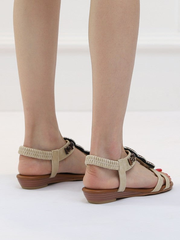 Bohemian Beaded Wedge Roman Sandals