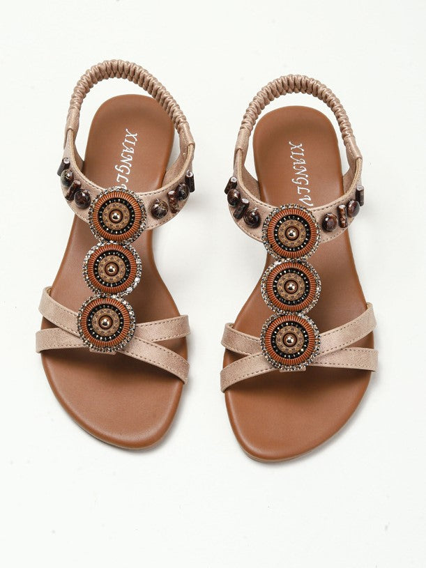 Bohemian Beaded Wedge Roman Sandals