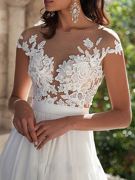 Lace Slit Wedding Dress