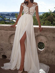 Lace Slit Wedding Dress